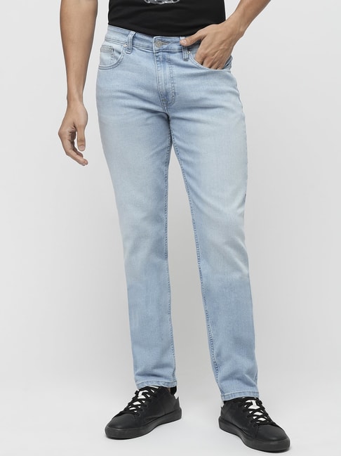 Dusty Blue Solid Slim Fit Jeans – Bushirt