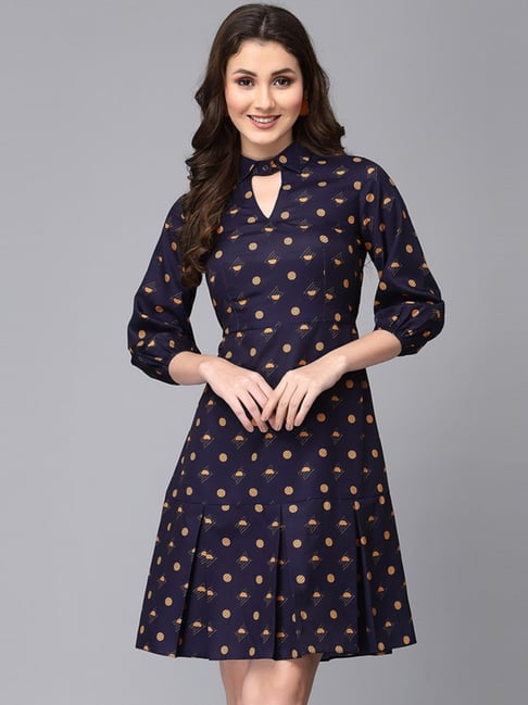 BLUE POLKA DOT FRILLED COTTON DRESS – Gulabi Dori