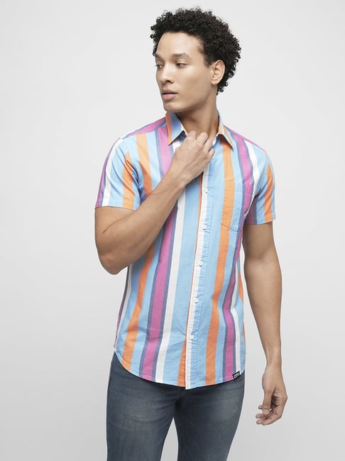 Produkt By Jack Jones Multicolored Cotton Slim Fit Striped Shirt