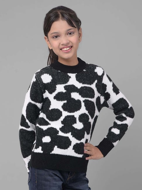 Crimsoune Club Kids Black & White Printed Full Sleeves Sweater-picture-33