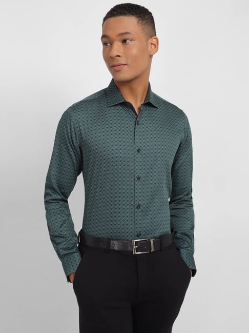 Allen Solly Green Cotton Slim Fit Printed Shirt-picture-22