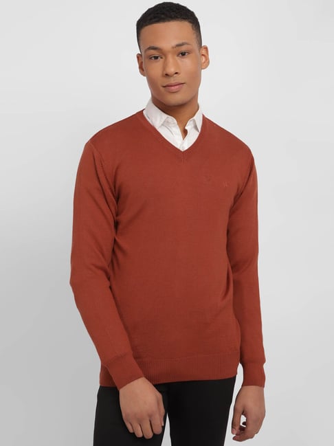 Buy Allen Solly Maroon Regular Fit Sweater for Mens Online Tata CLiQ