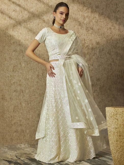 Elegant White Princess Lehenga – Tirumala Designers
