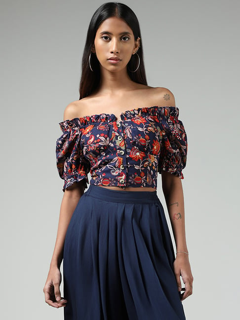 Crop top off shoulder design hot sale