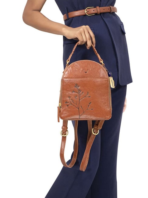 Buy Hidesign EI Bloom 04 Tan Leather Textured Backpack Online At