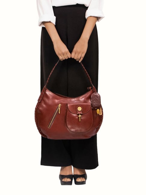 Hidesign EI Growth 01 Tan Leather Solid Hobo Shoulder Handbag