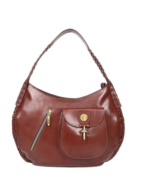 Hidesign EI Growth 01 Tan Leather Solid Hobo Shoulder Handbag