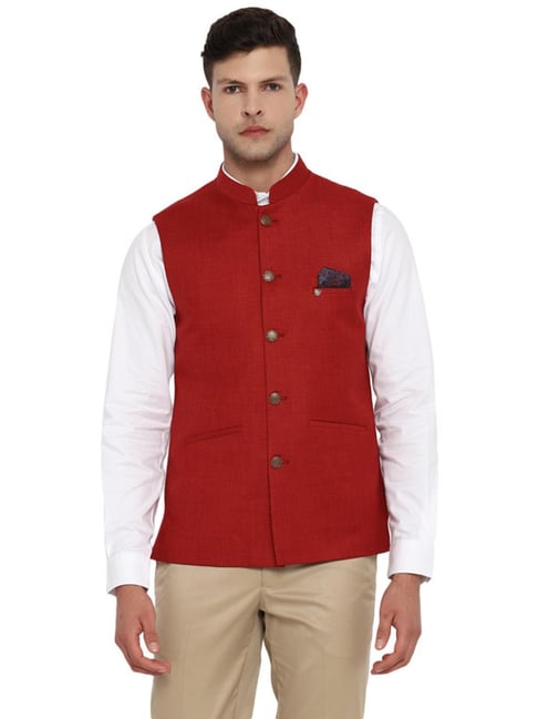 PRINT CULTR Men's Solid Cotton Blend Soft Finish Sleeveless Nehru/ Modi  jacket/Sadri/Waistcoat/Bundi Jacket/