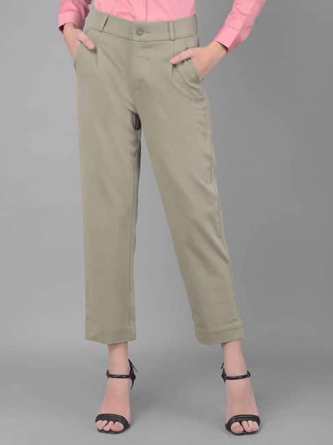 Crimsoune Club Olive Straight Fit Mid Rise Trousers-picture-16