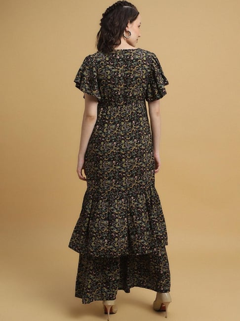 chinese dress ladies Floral-Embroidered Tiered Maxi Dress Dusty Orchid / L main image 1