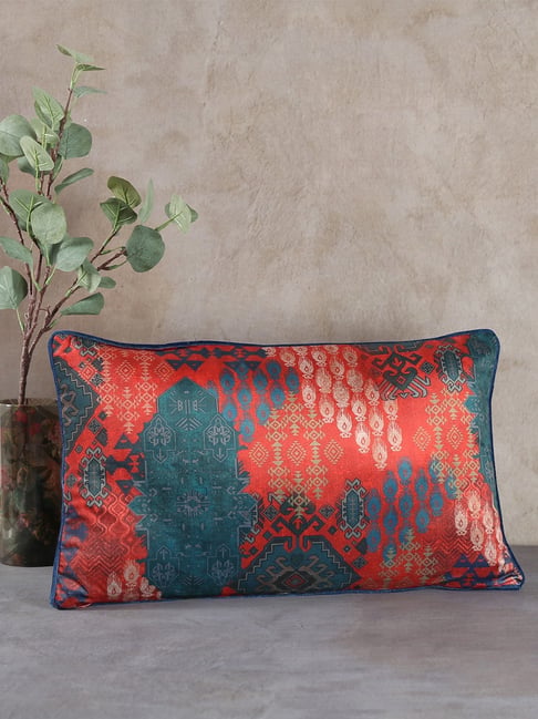 India Circus by Krsnaa Mehta Heritage Haven Printed Red Velvet Cushion Cover-image-43