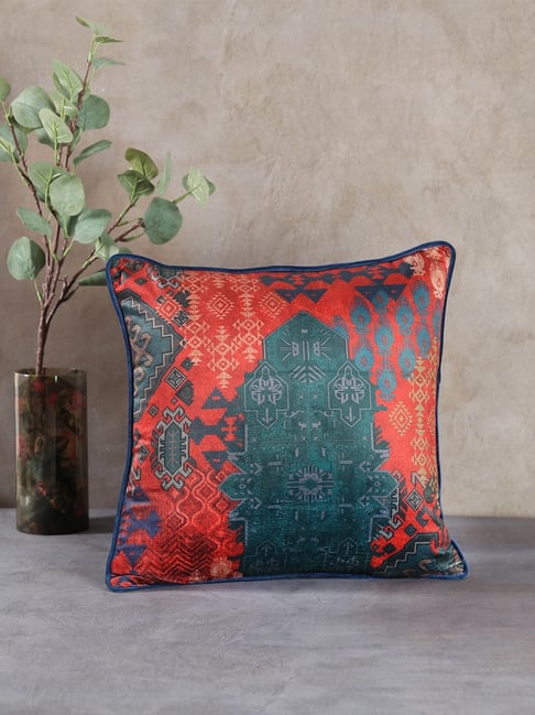 India Circus by Krsnaa Mehta Heritage Haven Printed Red Velvet Cushion Cover-image-44