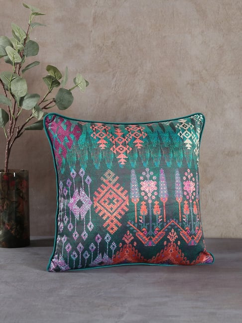 India Circus by Krsnaa Mehta Kaleidoscope Treasures Printed Blue Velvet Cushion Cover-image-46