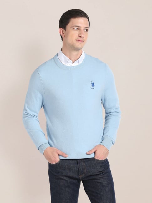 Polo Sky Blue Regular Fit Sweater