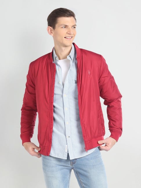 Buy Polo Denim Red Regular Fit Bomber Jacket for