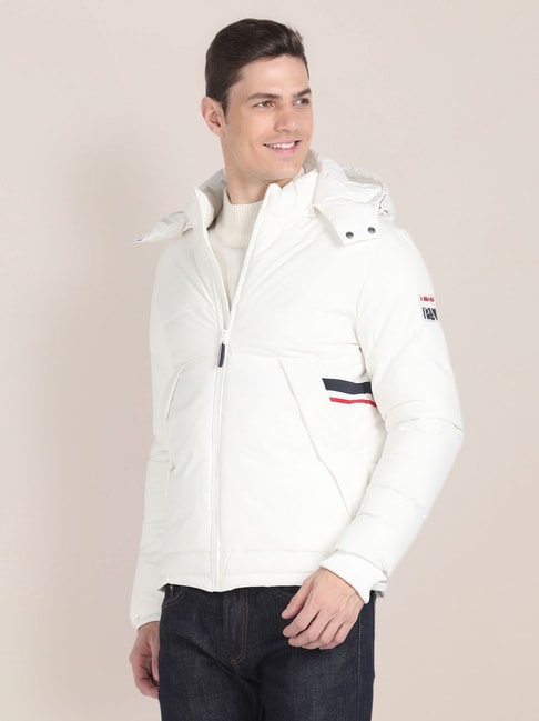 U.S. Polo Assn. White Regular Fit Quilted Hooded Jacket