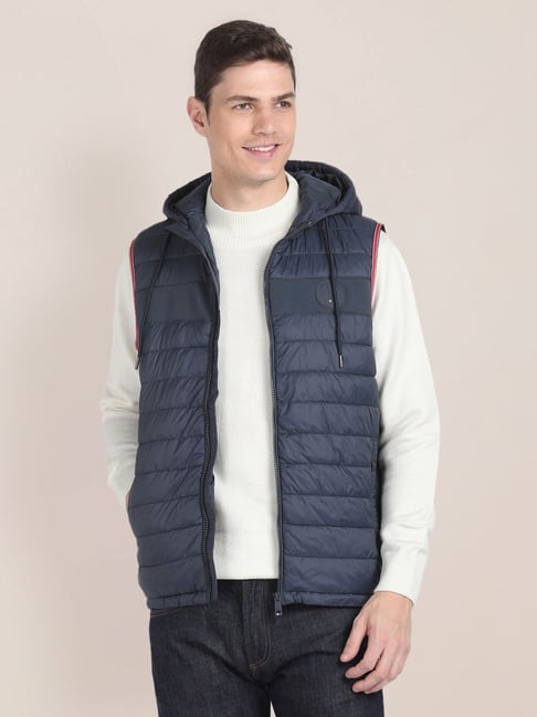 Polo Navy Regular Fit Quilted Hooded Jacket