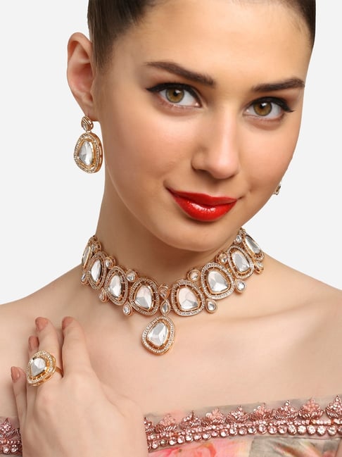 Buy Zaveri Pearls Stones & Austrian Diamonds Necklace Set