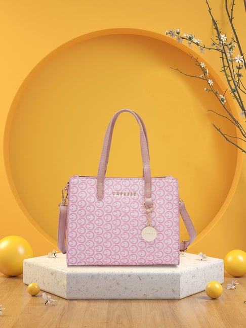 Buy Caprese Callie Pink Faux Leather Printed Handbag Online At