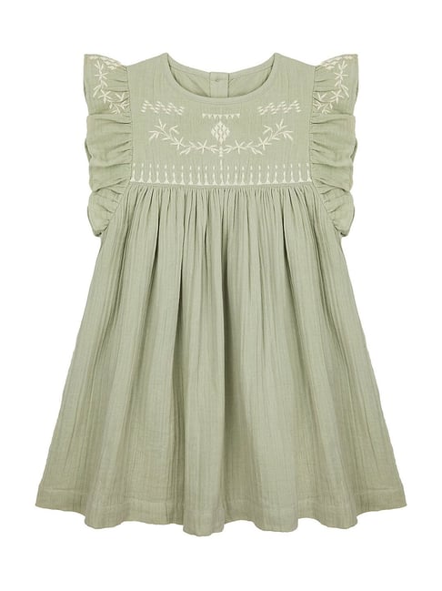 Mothercare Kids Sage Green Embroidered Dress-picture-17