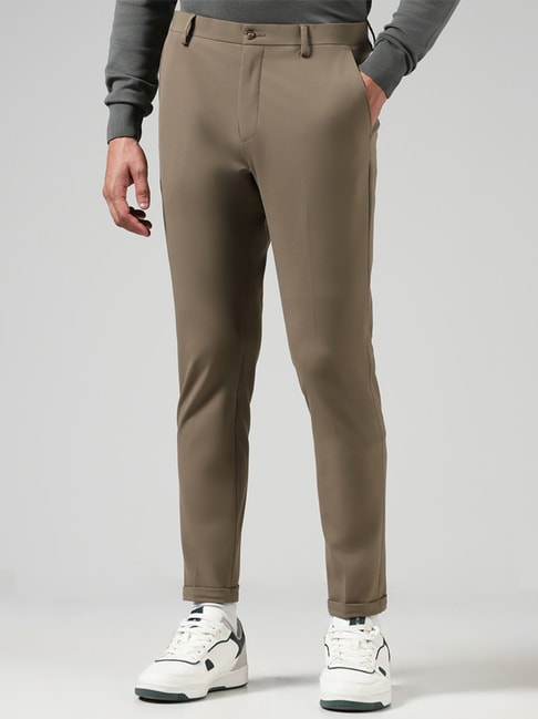 Buy WES Formals Solid Grey Carrot Fit Trousers from Westside-thunohoangphong.vn