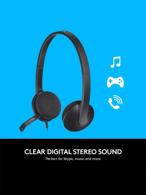 Logitech H340 Stereo Wired On Ear Headphones with Mic With Noise