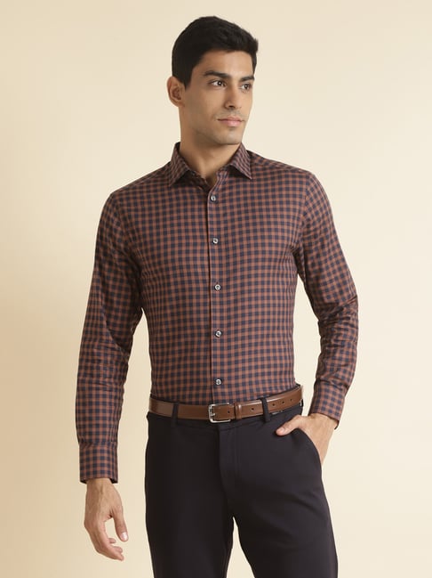 ANDAMEN Navy Slim Fit Check Shirt-picture-28