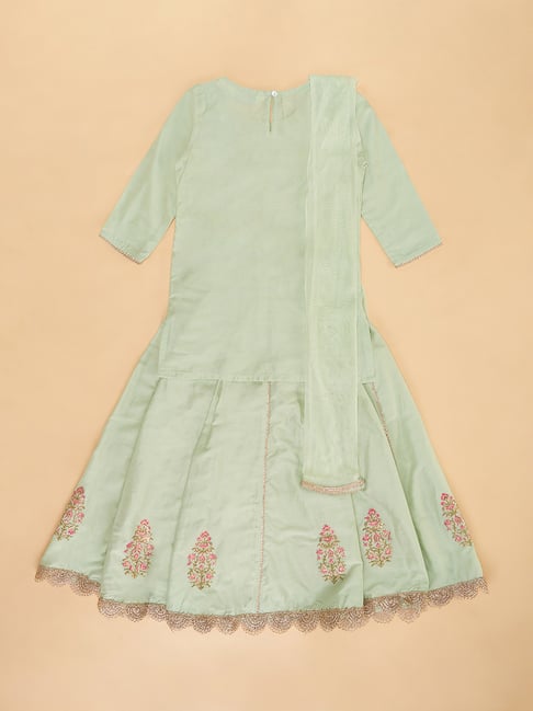 Buy Fashion Dream Girl Silk Readymade Lehenga choli  (GSET0002-KurtLnga-PSTA-3-4 Y_Pista_3 Years-4 Years) at Amazon.in