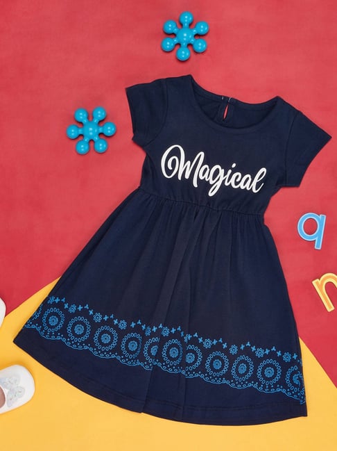 YU by Pantaloons Kids Navy Printed Dress-picture-11