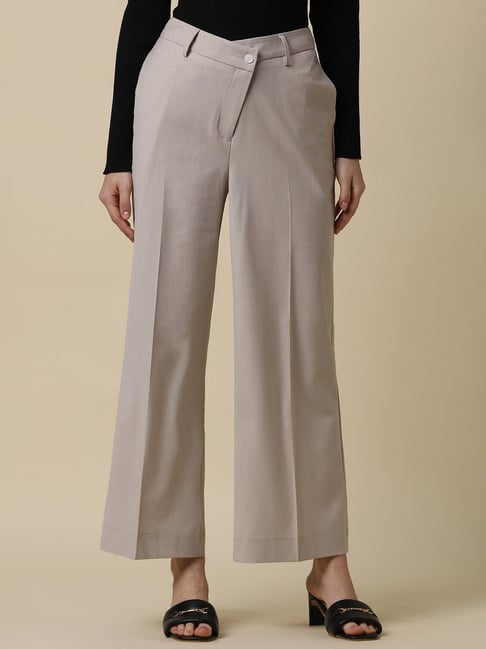 Linen blend trousers - Khaki