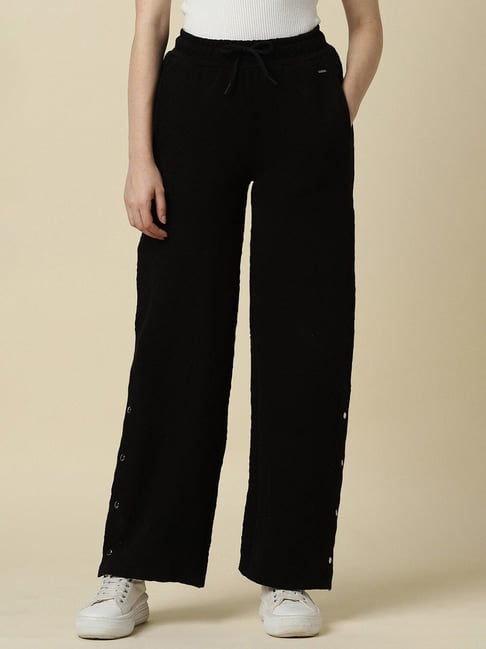Allen Solly Black Regular Fit Mid Rise Trousers