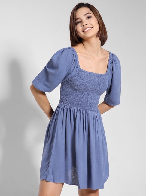 American Eagle Outfitters Blue Fit & Flare Dress