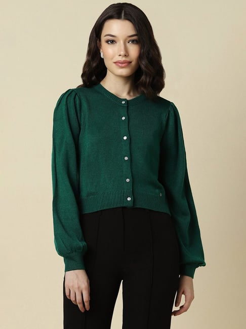 Allen Solly Dark Green Regular Fit Cardigan-picture-14