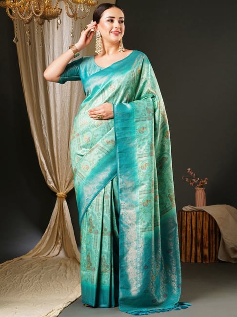 Shop Green designer Sarees for Women Online | Aza Fashions