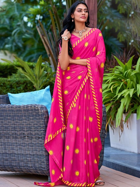 Pink Printed,weaving Silk Saree with Blouse - SR23486