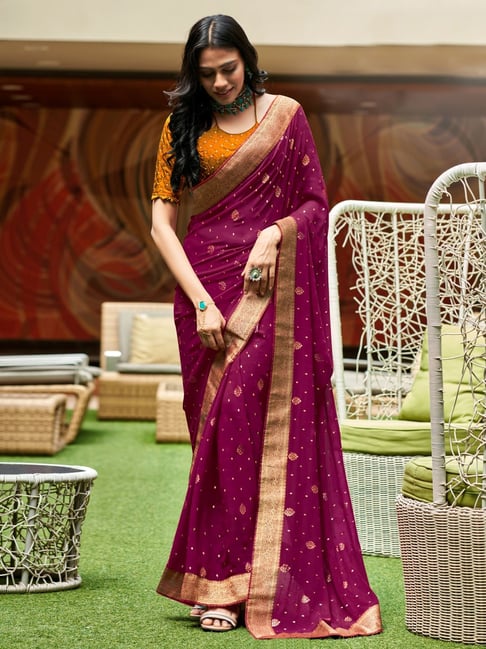 Light purple silk saree with blouse 1017