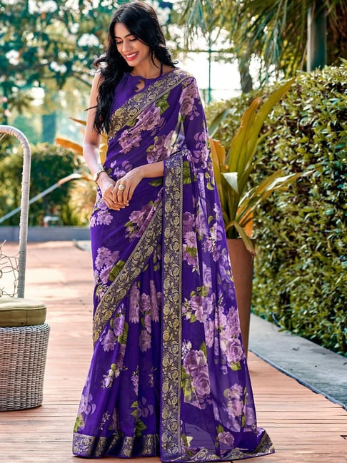 Buy Purple Sarees for Women by SHAILY Online | Ajio.com