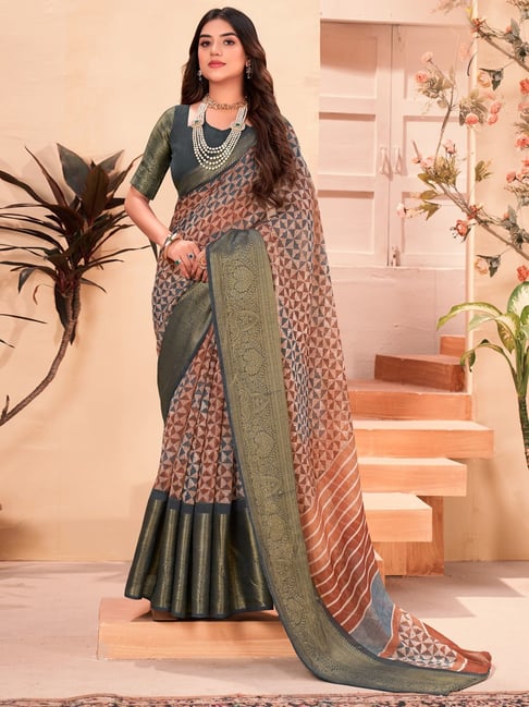 Buy Rose Brown Aurora Saree with Blouse by Designer REETI ARNEJA Online at  Ogaan.com