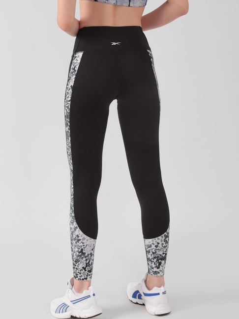 Buy Reebok Navy & White Cotton Color-Block Sports Leggings for Women Online  @ Tata CLiQ