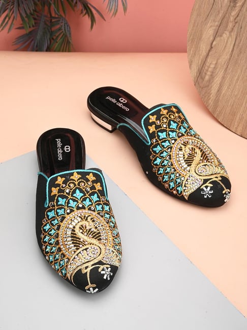 Pelle Albero Women's Black Mule Shoes-picture-18