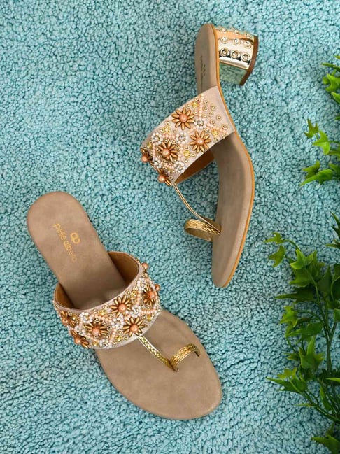 Gold slip best sale on sandals