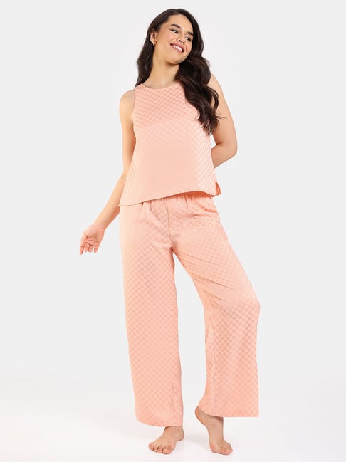 Zivame Pink Printed Top With Pyjamas