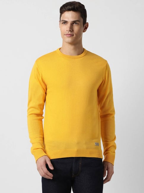 Buy Peter England University Yellow Regular Fit Sweater for Mens