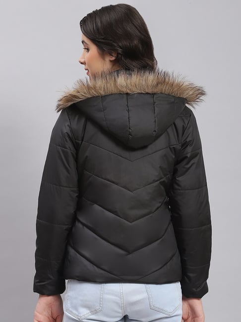 Buy Women Black Solid Hooded Full Sleeve Jackets Online in India - Monte  Carlo