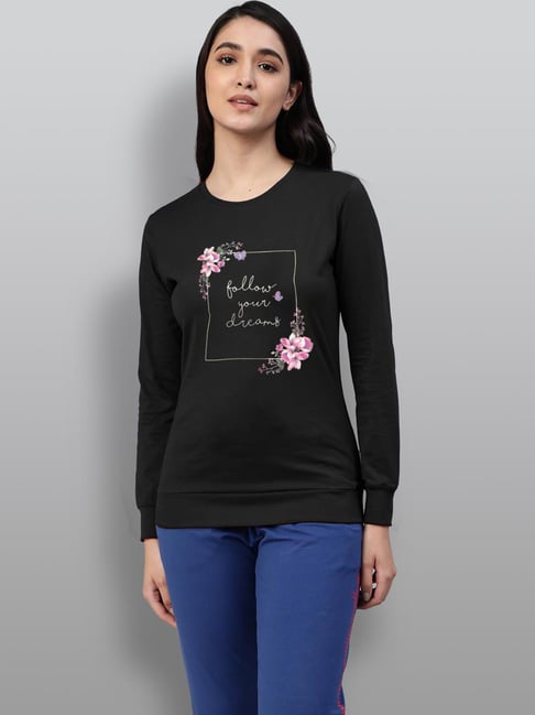 Lyra Black Cotton Printed Sweatshirt-picture-43