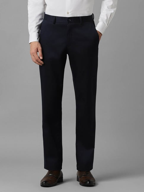 Louis Philippe Cool Black Cotton Regular Fit Trousers-picture-46