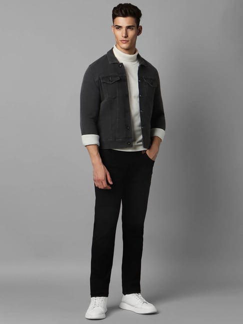 Louis Philippe Jeans Grey Cotton Slim Fit Denim Jacket