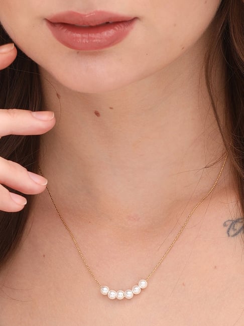 Gold Tone Small Pearl Beaded Necklace – Jaipri