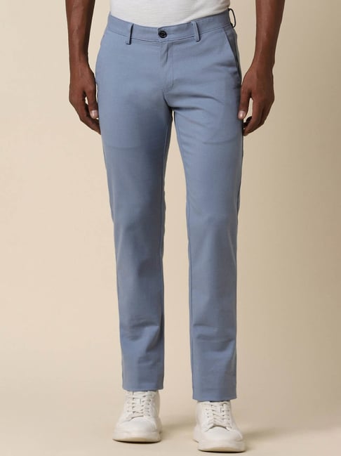 Allen Solly Blue Cotton Slim Fit Trousers