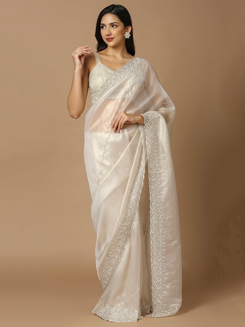 Off white saree with hotsell golden border online shopping